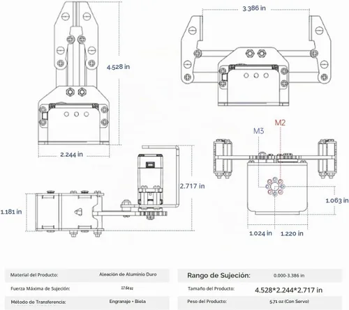 Vista 5 de Recogida mecánica del agarrador del agarrador del robot de la garra DIY, piezas de recambio de accesorios de construcción, BigClaw con el servo