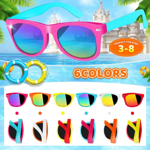 Vista 3 de Paquete de 36 lentes de sol para niños con protección UV400, recuerdos de fiesta para niños y niñas de 3 a 8 años, bolsas de regalo de neón