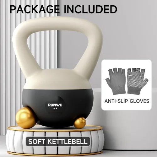 Vista 6 de RUNWE Soft Kettlebell - Sand Filled Kettlebell Cushioned Impact-Resistant Base Options for 25, 20, 15, 10 and 5 LB, Safety Guaranteed Ideal for Men