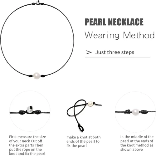Vista 3 de TKUAMIGO Collar de concha de puka para mujer, gargantilla de perlas naturales, collar ajustable de conchas marinas, pulsera de concha de cauri