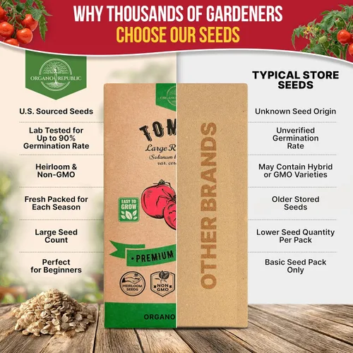 Vista 7 de Paquete de semillas de cereza grandes de tomate de 0.03 oz – Más de 300 semillas de tomate tradicionales sin OMG para plantar verduras en paquete
