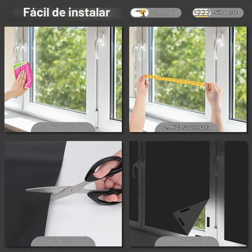 Vista 7 de Cortinas opacas para dormitorio - 39" x 57" cortinas opacas portátiles para cualquier ventana - 100% opacas, película para ventanas - cortinas