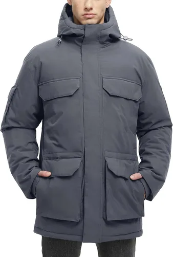 Vista 7 de Abrigos de invierno para hombre, chaquetas de invierno, impermeables, cálidas, gruesas, largas, con capucha