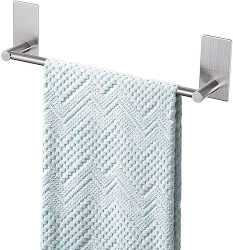 Vista 11 de Barra de Toalla Adhesiva Negra de 9 Pulgadas, Soporte de Toalla de Baño Adhesivo, Soportes de Toalla de Mano, Sin Perforación en la Pared - Negro