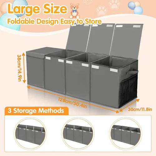 Vista 3 de AOBOPLE Cofre de juguetes extragrande, caja de juguetes de 50 x 15 x 12 pulgadas para niños y niñas, organizador de almacenamiento de juguetes