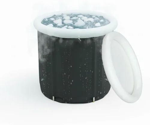 Vista 2 de Bañera de hielo de 105 galones con tapa, bañera de inmersión fría plegable portátil para recuperación muscular, gran capacidad