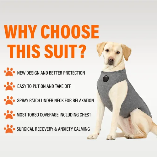 Vista 4 de NeoAlly Traje de recuperación quirúrgica mejorado para perro, alternativa al cono, para después de la cirugía, protege heridas abdominales