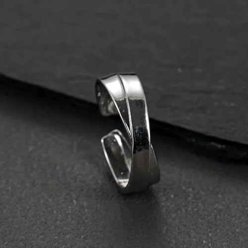 Vista 11 de Anillo de plata de ley 925, minimalista, ajustable, hecho a mano, para mujeres y niñas