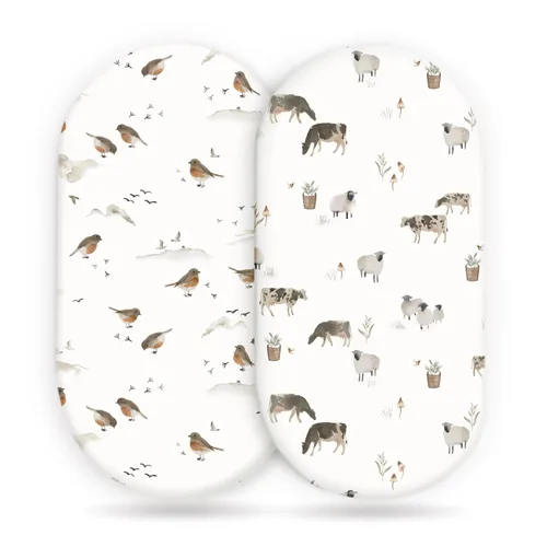Vista 9 de GRSSDER Juego de 2 sábanas elásticas ultra suaves para cuna, ajuste universal para cuna de bebé, colchón rectangular ovalado, flores y frutas