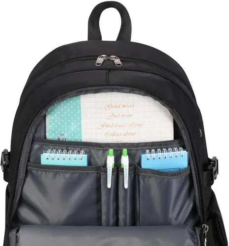 Vista 4 de Linda mochila para niña, adolescente, mochila diaria para mujer, Negro -, Classic