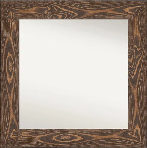 Vista 171 de Amanti Art Espejo de baño marrón para sobre fregadero, 26 x 26 pulgadas, espejo de tocador cuadrado marrón rústico Alexandria, marco de madera