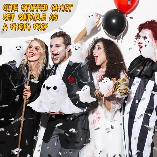 Vista 6 de Liliful Juego de juguetes de peluche fantasma de 16 pulgadas, almohada de peluche fantasma para mamá con 7 lindos bebés de felpa suaves