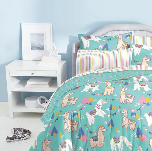 Vista 87 de Dream Factory Dinosaur Blocks - Juego de edredón de microfibra ultrasuave para niños, color azul, tamaño individual Bloques de dinosaurios azules