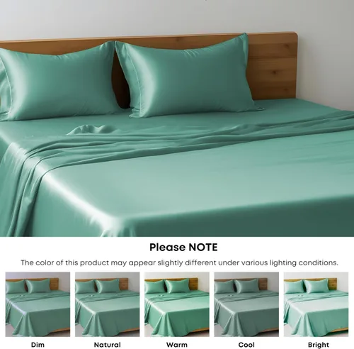 Vista 2 de LINENWALAS Sábana plana Full solamente - Sábana de cama de rayón derivado de seda de bambú, sábana premium transpirable refrescante, sábana superior