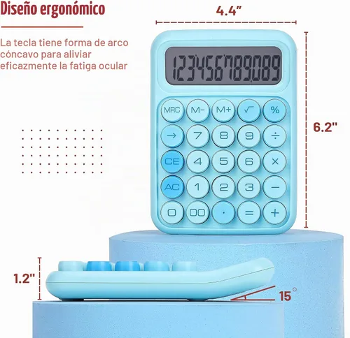 Vista 2 de Mr. Pen - Calculadora con interruptor mecánico, 12 dígitos, pantalla LCD grande, calculadora azul con botones grandes, suministros para el regreso