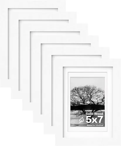 Vista 14 de Egofine - Juego de 6 portarretratos de 10 x 15 cm, hechos de madera maciza cubiertos por plexiglás 8 x 12 cm y 9 x 13 cm con paspartú o 10 x 15 cm
