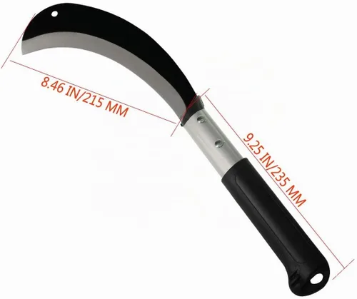 Vista 3 de Cuchillo de hoz de hoja de acero al carbono con mango de aluminio, para hierba, granja, cosecha, agricultura, hoz de deshierbe
