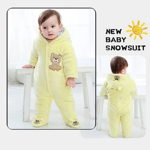 Vista 2 de ILYBOZ Traje de nieve para bebé, lindo oso de dibujos animados, traje de banderines para bebé niño y niña, abrigo de invierno grueso para bebé