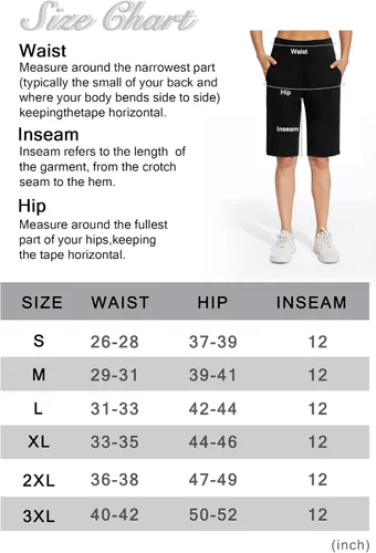 Vista 5 de movvoche Pantalones cortos largos para mujer, 12 pulgadas, longitud a la rodilla, casual, para entrenamiento, atletismo, natación, bermudas