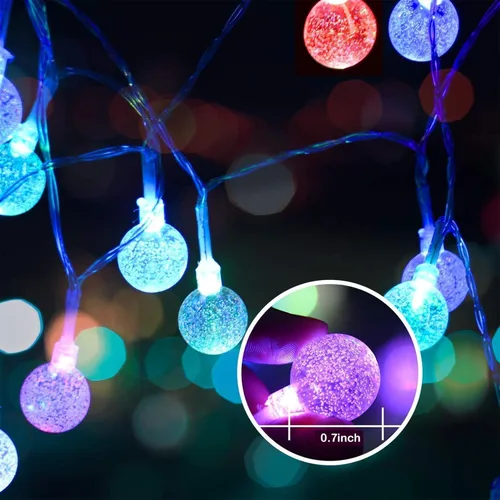 Vista 3 de Luces que cambian de color alimentadas por baterías, paquete de 2 unidades en total de 66 pies, 200 luces LED coloridas con control remoto, 8 modos