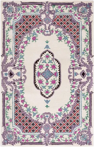 Vista 35 de SAFAVIEH Bellagio Collection - Alfombra decorativa de 2 x 3 pies, azul y rosa, hecha a mano de lana de medallón, ideal para zonas de alto tráfico