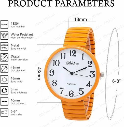 Vista 2 de Blekon Collections - Reloj de moda PC21J con banda elástica de cara súper grande