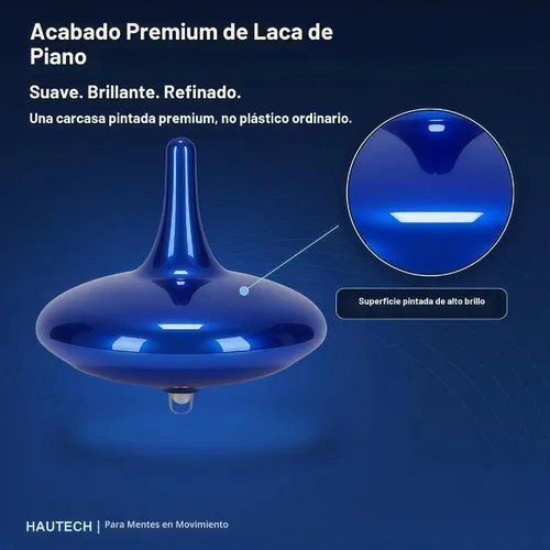 Vista 4 de Tapa giratoria eléctrica con base de vidrio, giro sin fin de 4 horas, espectáculo de luz LED para concentración, calma y creatividad, regalo Azul