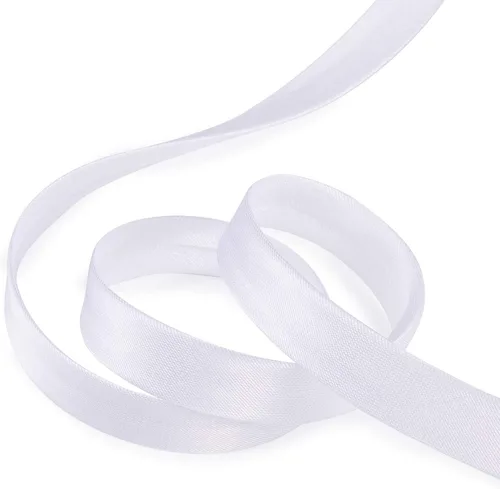 Vista 3 de Pandahall - Cinta adhesiva de satén de poliéster de 5/8 pulgadas de ancho, color blanco, 87.4 yardas/rollo para costura, dobladillo, tuberías