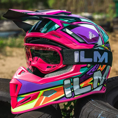Vista 7 de ILM Cascos de Bicicleta de Tierra para Jóvenes y Niños ATV Motocross Motocicleta Todoterreno Bicicleta de Tierra Cara Completa DOT Casco de Cuatro