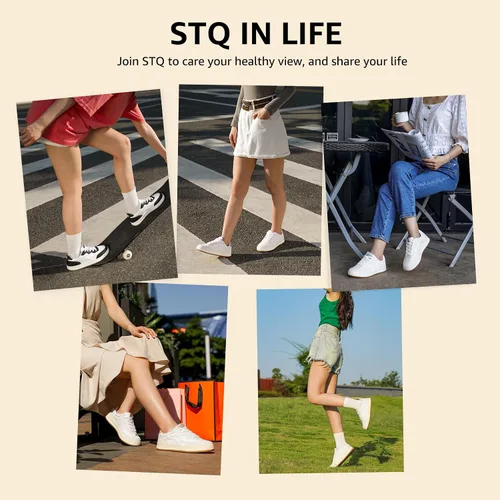 Vista 9 de STQ Zapatos de lona para mujer, con cordones, antideslizantes, cómodos, para caminar