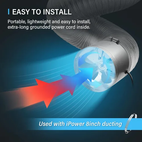 Vista 3 de iPower GLFANXBOOSTER4 Booster - Secadora con ducto de ventilación en línea
