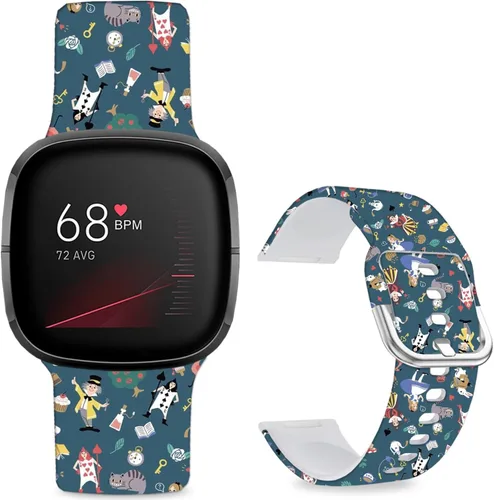 Vista 15 de Correas de reloj de dibujos animados con estampado floral compatibles con Fitbit Versa 4/Versa 3/Fitbit Sense 2/Sense Band de silicona suave