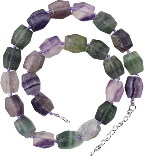 Vista 2 de Collar de faceta con cuentas de piedra natural de moda ágata rojaturquesaflúor arco irisónix negro