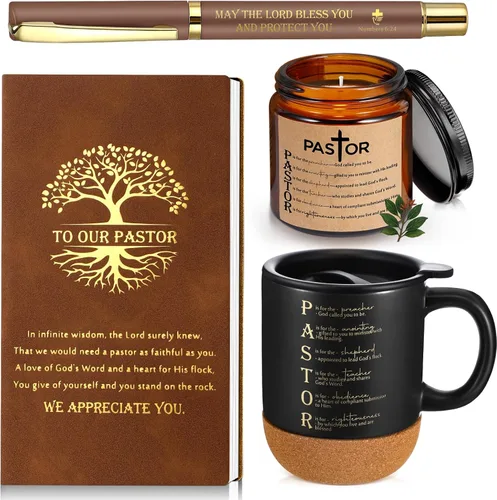 Vista 15 de Hushee 4 piezas de regalos cristianos para hombres, taza de café del hombre de Dios, diario de oración, vela perfumada, bolígrafo bíblico, regalos