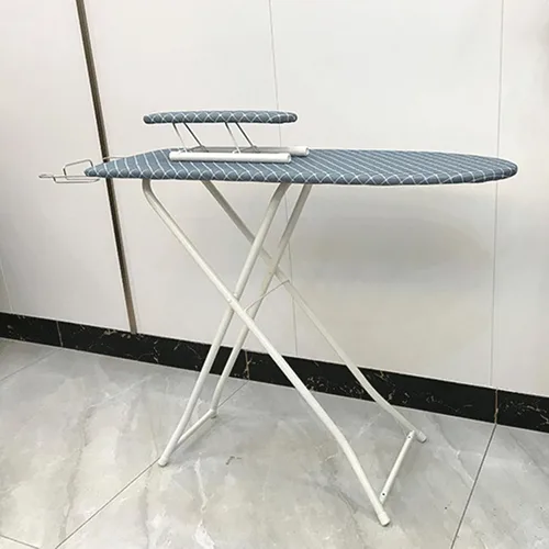 Vista 5 de Tabla de planchar compacta tamaño completo, ajustable plegable de pie para ropa de pie mesa de hierro extra ancha, material de madera y hierro