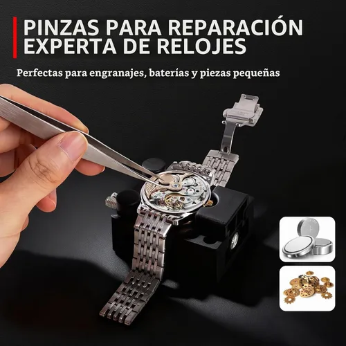 Vista 7 de XOOL Kit de herramientas de reparación profesional de reloj de 151 piezas, incluye kit de cambio de batería de reloj, abridor de caja de reloj 151