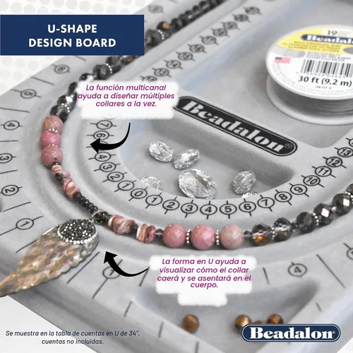 Vista 4 de Beadalon Tableros de cuentas de pulsera para hacer joyas, bandeja de cuentas flocada, anti-rollo con cubierta, herramienta de diseño de joyería