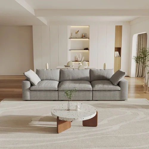 Vista 17 de Cloud - Sofá modular convertible de 80.3 pulgadas en forma de L para sala de estar con otomana de almacenamiento, sofás profundos minimalistas
