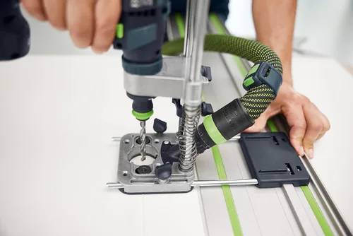 Vista 5 de Festool 577971 MB 40 Juego de perforación móvil - Guía de taladro de precisión para agujeros de 90°, control de profundidad ajustable, perforación