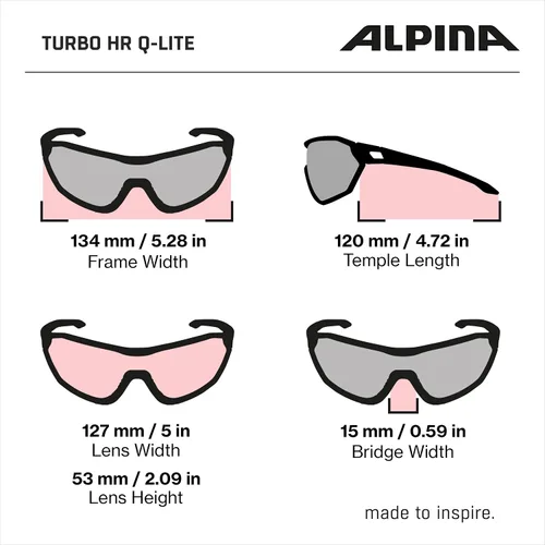 Vista 6 de ALPINA Gafas de ciclismo antivaho con espejo y que mejoran el contraste para hombres y mujeres, 100% protección UV, TURBO HR Q-LITE
