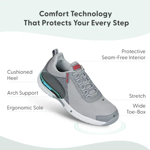 Vista 3 de Orthofeet Alivio del dolor de talón y pies probado. Anchos extendidos. Mejor fascitis plantar ortopédica diabética zapatos de caminar para hombre