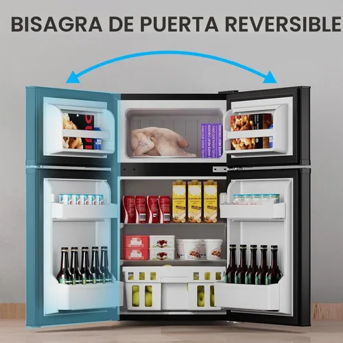 Vista 7 de COWSAR - Refrigerador compacto de 3.2 pies cúbicos con congelador, refrigerador de doble puerta para dormitorio, termostato ajustable, refrigerador