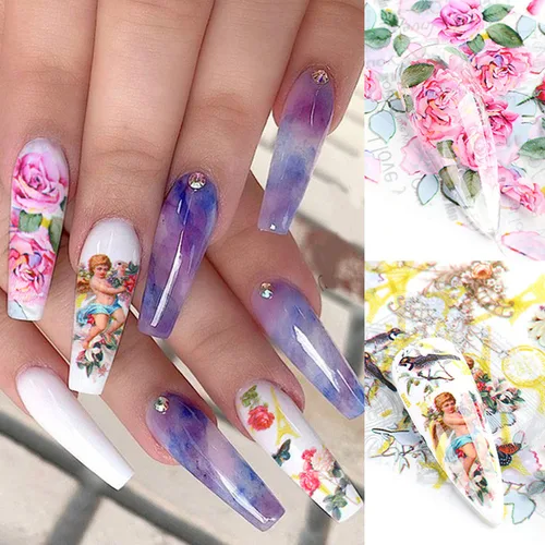 Vista 2 de Calcomanías de arte de uñas para el día de San Valentín, calcomanías de transferencia de arte de uñas, suministros de uñas, labios rosas, corazón