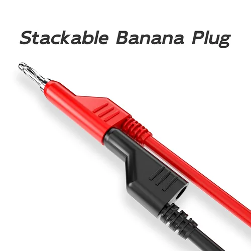 Vista 4 de Goupchn Stackabe Banana Plug to Alligator Clips Cables de prueba 5 colores Cables eléctricos flexibles suaves para pruebas eléctricas multímetro