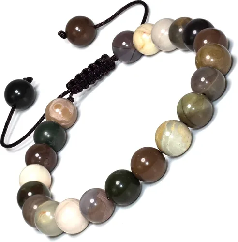 Vista 18 de Pulsera ajustable de 8 mm con gemas naturales, pulseras unisex de cristal hechas a mano para meditación, yoga, sanación espiritual y energía