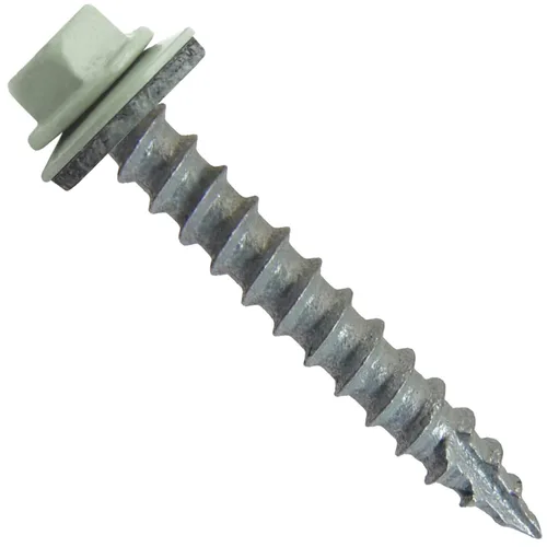 Vista 12 de Tornillos para techos de metal #14 (750) Tornillos x 1-1/2 "ABC Gris Arandela hexagonal Tornillo de techo de chapa metálica para techo.