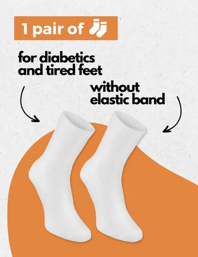 Vista 3 de Rainbow Socks - Calcetines elásticos de algodón DIABÉTICOS para pies caídos para hombres y mujeres, 1 x blanco