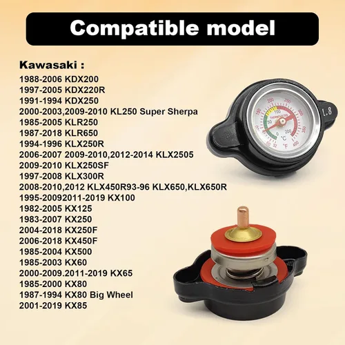 Vista 4 de Radiador de motocicleta de alta presión y termometeri universal para radiador compatible con Honda Kawasaki Suzuki Yamaha KTM Husqvarna Dirt Bike