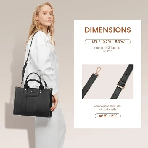 Vista 4 de LOVEVOOK Bolso para mujer de cuero, bolso tote, cartera y bolsos, bandolera con asa superior y bandolera con cremallera