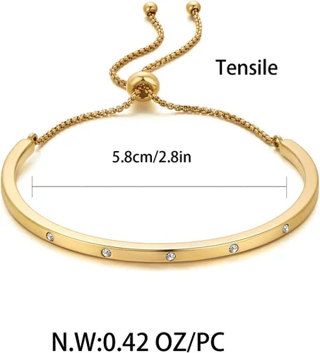 Vista 6 de Pulsera de eslabones para mujer, pulsera de eslabones ajustable para mujer, aniversario, Navidad, cumpleaños, regalo para esposa